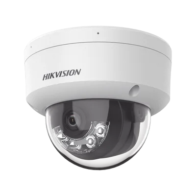 [Dual Light] Domo IP 2 Megapixel / Lente 2.8 mm / 30 mts IR + 30 mts Luz Blanca / Micrófono Integrado / Antivandálico IK08 / ACUSENSE Lite / Exterior IP67 / H.265 / PoE / ONVIF / Micro SD
