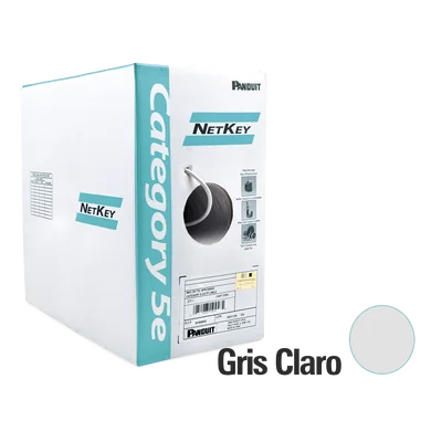 Bobina de Cable UTP 305 Metros (1000 Pies) de Cobre, NetKey, Gris Claro, Categoría 5e (24 AWG), PVC (CM), de 4 Pares